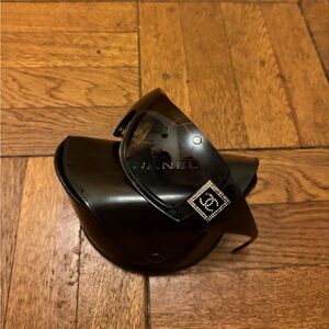 Authentic CHANEL Mask Black Crystallized Sunglasses with Interchangeable Frames